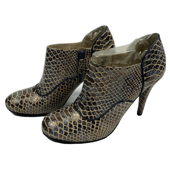 Rockport Shoes - Rockport Blue Tan Ankle Boots Snake Skin Size 8.5
